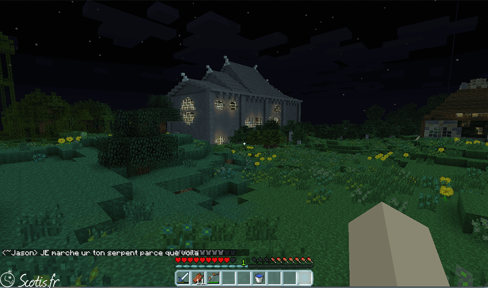 Toit de la maison serpent construit sur Minecraft par Scotis
