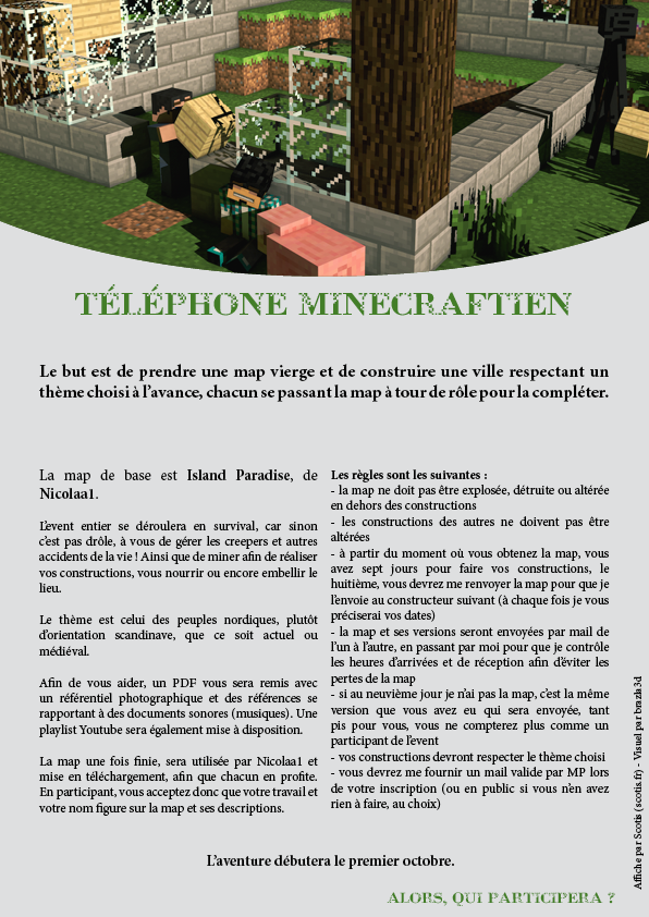 Affiche évènement de constructions Minecraft