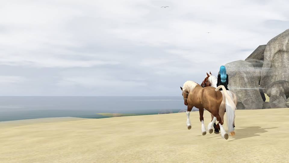 Screenshots Sims 3 : jument OC silver bai rouan et jument trait des plaines alezan rouan flaxen splash
