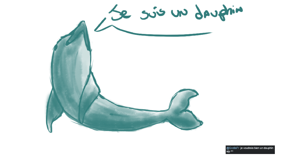 Dessin rapide d'un dauphin bleu