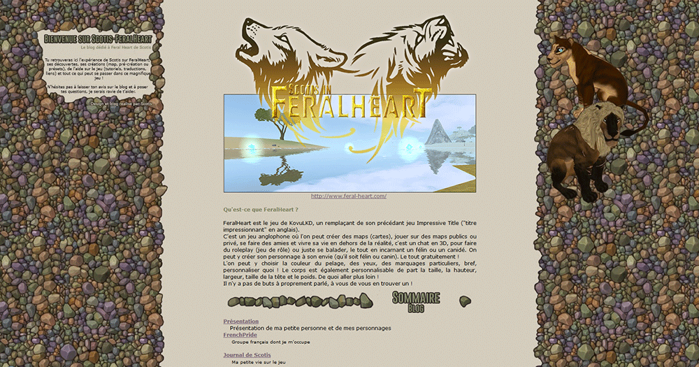 Web-design d'un blog skyrock sur le jeu FeralHeart en français