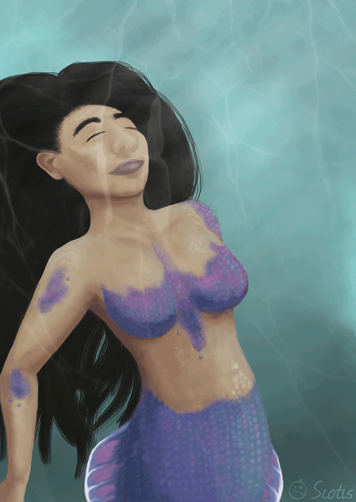 Sirène sous l'eau peinte par Scotis