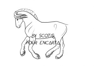 Lineart d'un cheval au galop pour Encarta