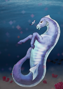 Cheval marin dans l'eau avec un hippocampe