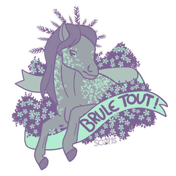 sticker poney " Brule tout " insultant